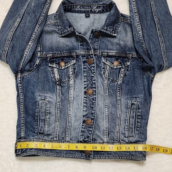 American Eagle Outfitters Denim Front Pockets Faded Jacket, Size Medium - Picture 10 of 14